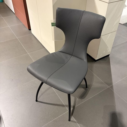 Leolux Callas eetkamerstoelen (set van 4) grijs – Leather