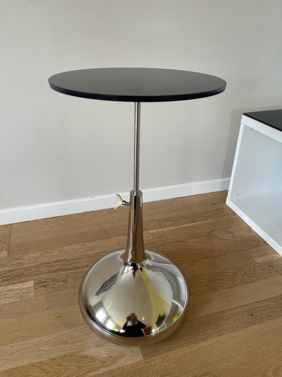 Adjustable Side table, Glass, Metal, Silver (photo 4 of 7)