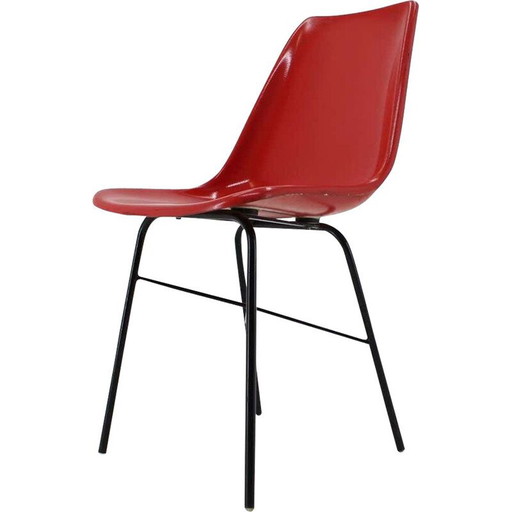 Sedia da ufficio vintage in fibra di vetro rossa della Vertex, Cecoslovacchia, 1960