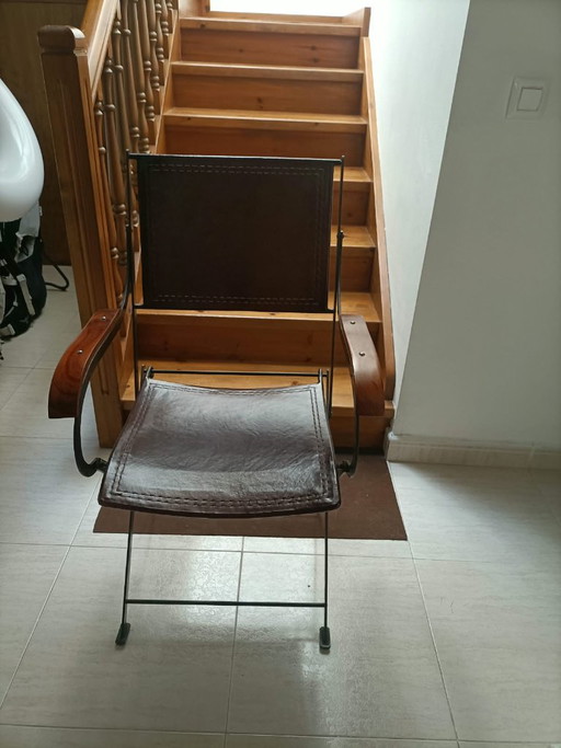 Poltrona vintage in pelle. Stile safari/campagna. – klapstoelen, Leather, Iron (photo 2 of 8)