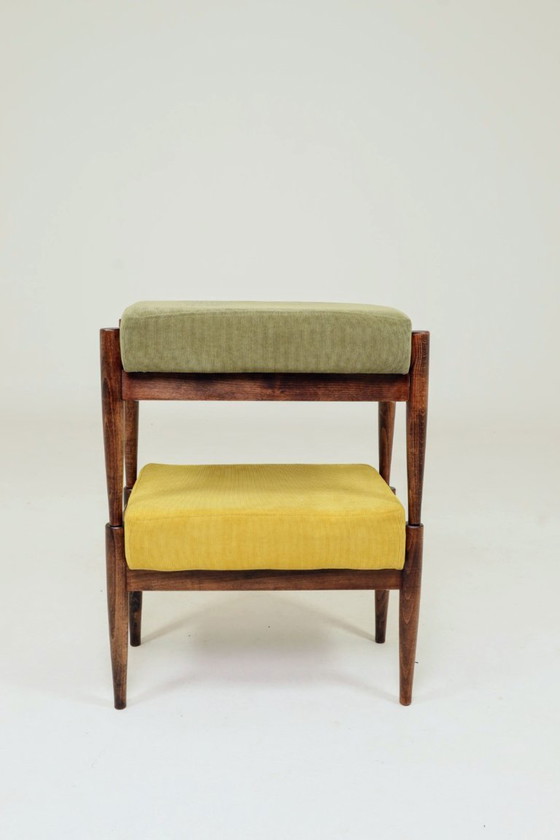 Image 1 of Tabouret scandinavo verde giallo velours côtelé Lotto di 2