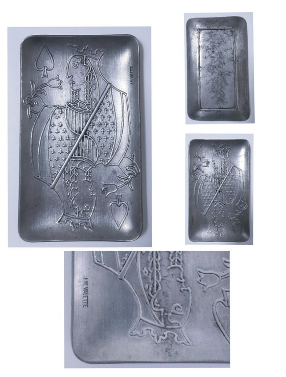 Image 1 of Queen of Spades trinket tray, JM Valette metal, 1960s
