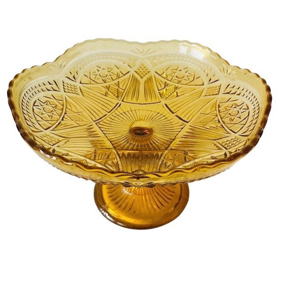 Image 1 of Fruttiera Artdeco su base in vetro ambrato 1930