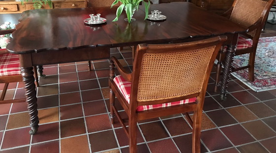 Image 1 of Antieke Engelse Coulissetafel / eettafel Mahonie