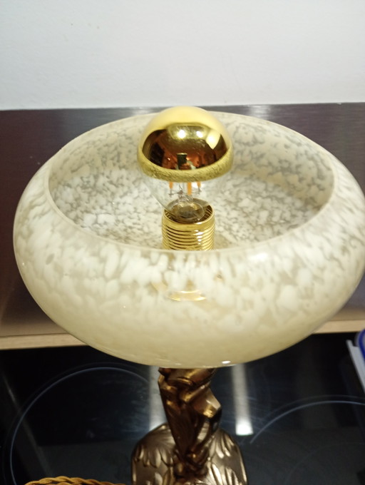 Stehlampe aus Bronze und Opalin