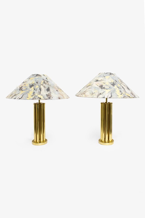 Image 1 of Set of 2 brass 70's Josef Busche table lamps