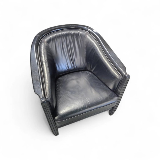 2 x fauteuil en cuir noir années 80 / style Art Déco / bon état – Leather, Art Deco (photo 15 of 19)