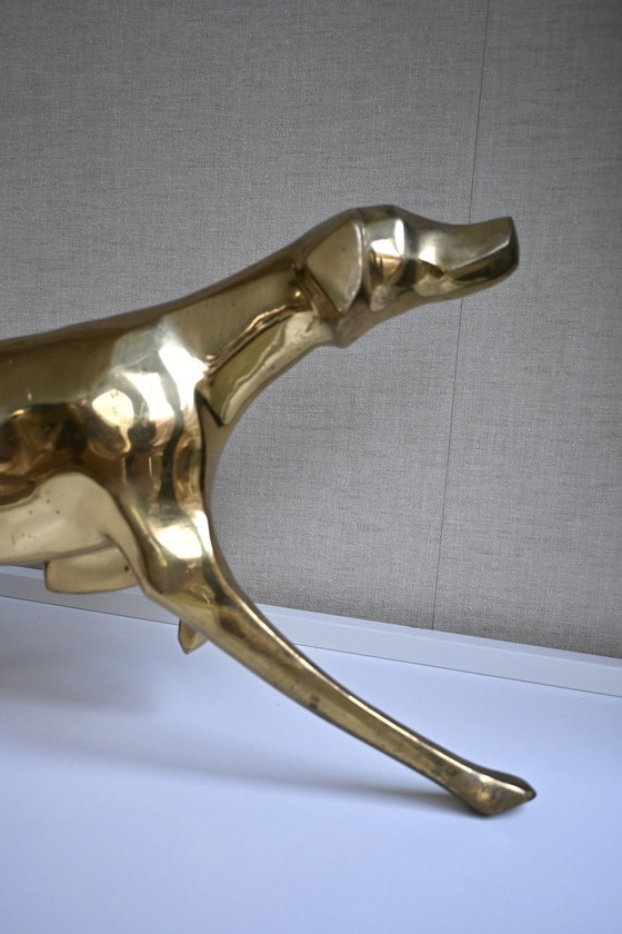Image 1 of Hollywood Regency XL vintage brass dog statue