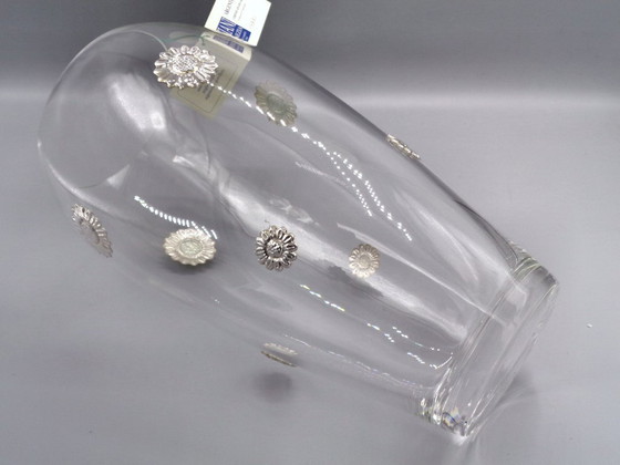 Image 1 of 30cm-high glass vase with 925 silver sunflowers