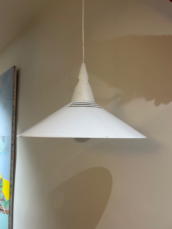 Image 1 of 80's White Metal Space Age Hanging Lamp