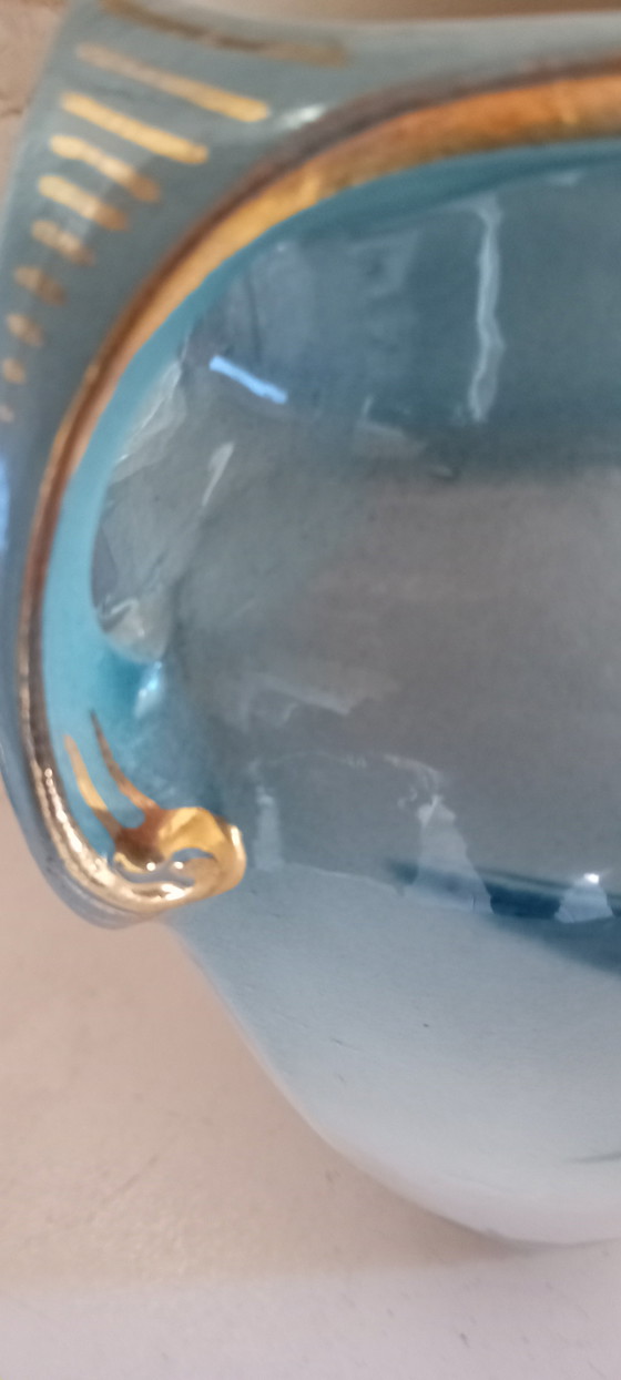 Image 1 of Art Nouveau Japanese-style vase with swallows - Keller & Guerin Lunéville - Circa 1900.