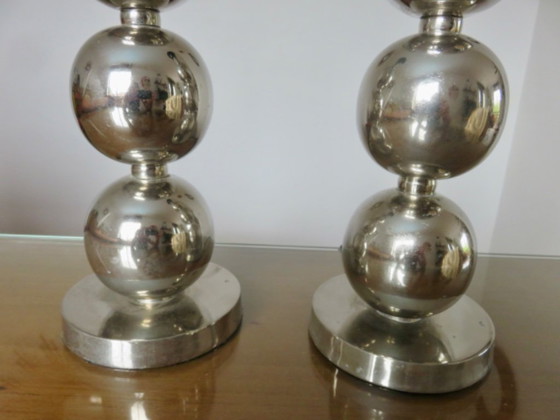 Image 1 of Pair of chrome-plated metal lamps, 1970