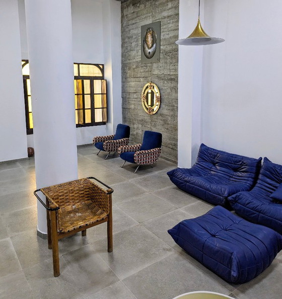 Image 1 of Paire de fauteuils Lady en velours bleu Hermès, Marco Zanuso, Italie, années 1950