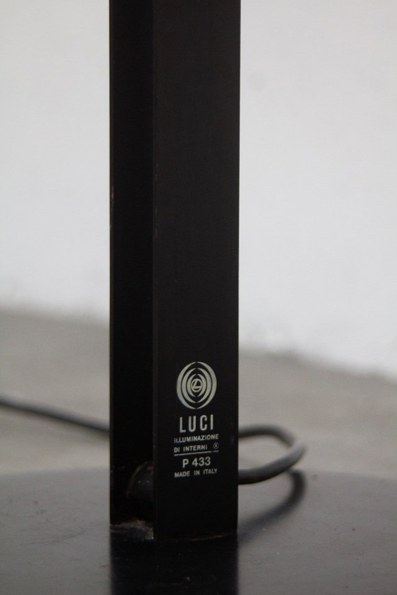Image 1 of Lampadaire spot P433 en chrome noir italien des années 70, conçu par Brusasco & Torretta pour LUCI