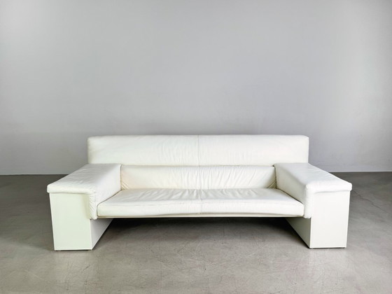 Image 1 of Originale Knoll Brigadier a tre posti, in pelle bianca, Cini Boeri 1980