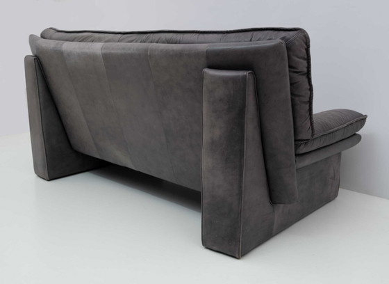 Image 1 of Paar Nicoletti Salotti postmoderne Italiaanse leren banken, jaren 80