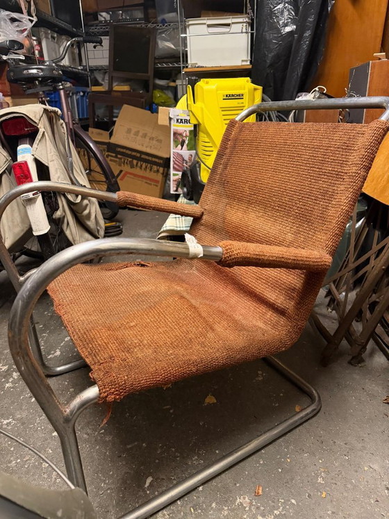 Fauteuil tubulaire patiné 2 Bas Van Pelt en métal et sisal – Textile (photo 9 of 18)