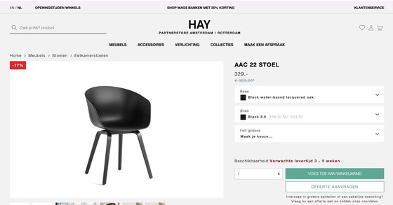 Image 1 of Sedia HAY AAC22 nera - 1 pezzo