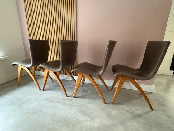 Set Van 4 G. Van Os Culemborg Dining Chairs – Eetkamerstoelen, Wood, Leather (photo 5 of 15)