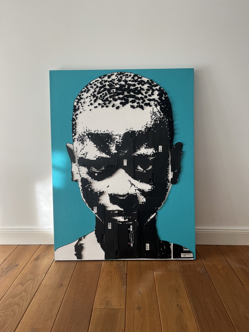 Maurice Mbikayi - « Pensées plus profondes », technique mixte sur toile