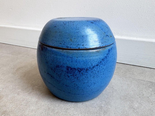 1x Vintage Blue Studio Keramik-Einmachglas mit Deckel – decoratieve objecten, Ceramic (photo 2 of 7)