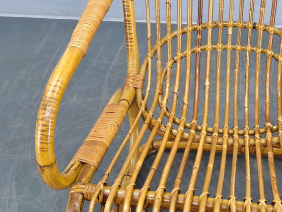 Image 1 of Italiaanse rotan loungefauteuil uit het midden van de 20e eeuw, jaren 60.