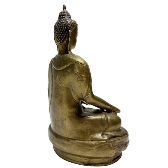 Chinese Bronzen Boeddhabeeld met Shou Symbolen – Late Qing Periode – Kavel 458 – Beeldhouwkunst (photo 4 of 12)