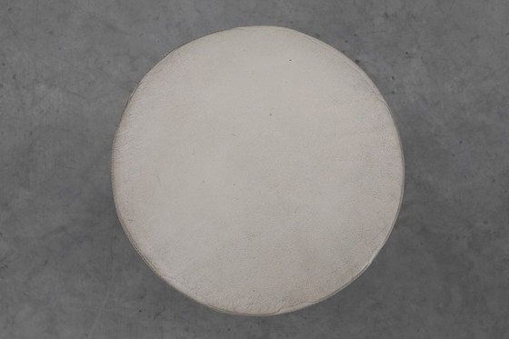 Image 1 of Vintage Mid-century design stool in chrome with white leather seat, 1970s