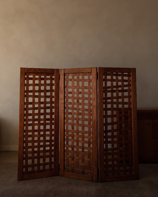 Biombo de madera vintage de 3 piezas en pino