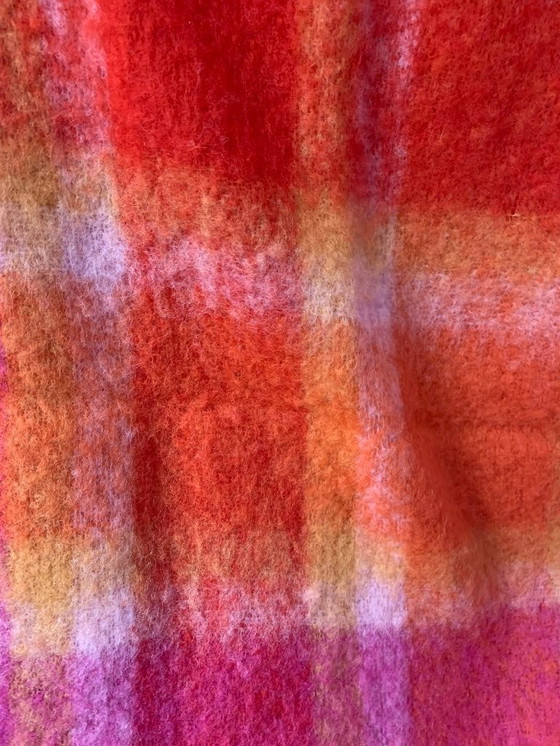 Image 1 of Manta/manta de cuadros Cecchi e Cecchi de lujo – cuadros rojo-naranja