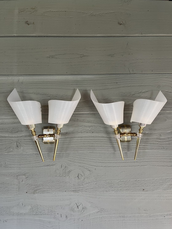 Image 1 of Set of Double Vintage Hollywood Regency Wall Lights