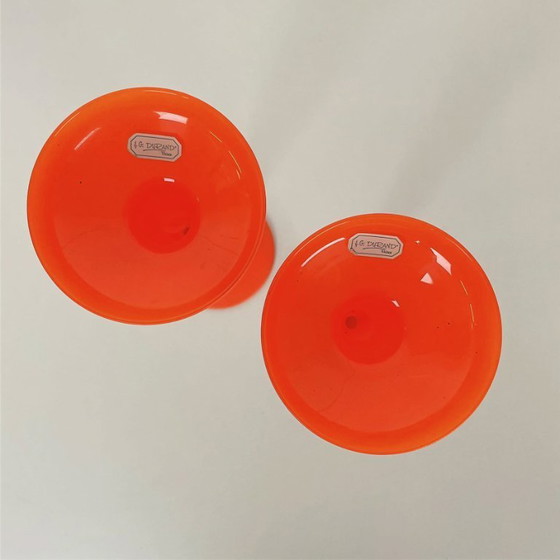 Image 1 of Set di candelieri in vetro arancione di J.G. Durand