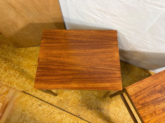 Image 1 of Mid Century Retro Vintage Teak Pair of Side Tables / Lamp Tables / Bedside Tables (Circa 1960–1970)  A fantastic and increasingl