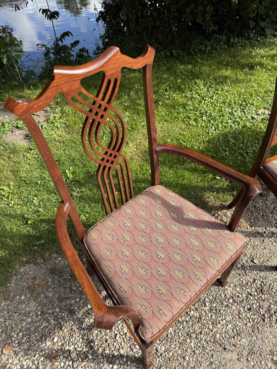 Image 1 of Antieke  mahonie en eiken stoelen –  deels Reprodux