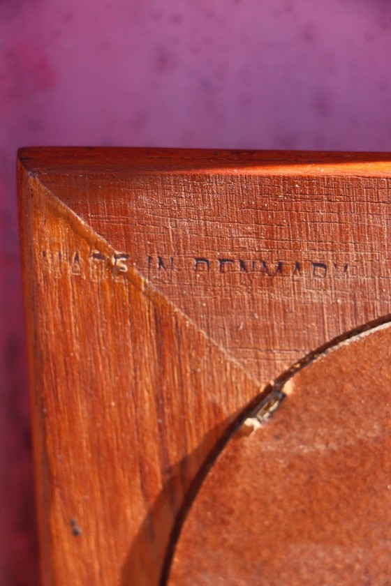 Image 1 of Espejo danés antiguo de teca de los años 60 - Forma trapezoidal