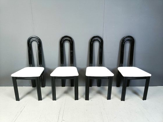 Image 1 of Ensemble de 4 chaises de salle à manger italiennes post-modernes, 1980S