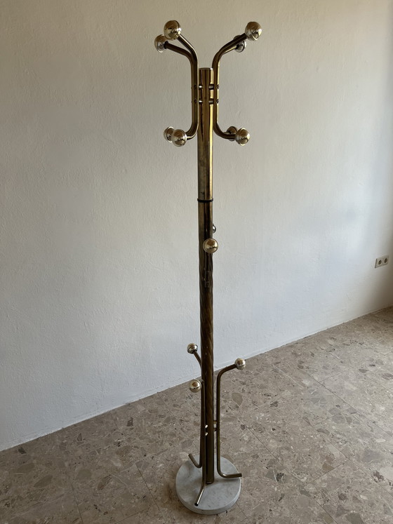 Image 1 of Appendiabiti da terra vintage italiano con base in marmo, anni '70