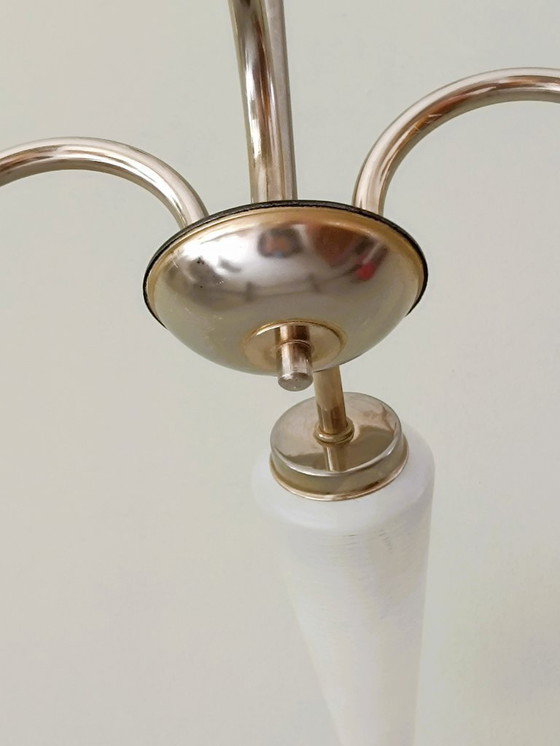 Image 1 of Lustre en métal et abat-jours coniques années 70