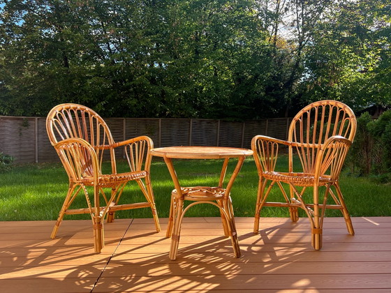 Set da giardino vintage Rohé in rattan anni '60 Boho – 3 pezzi (photo 6 of 13)