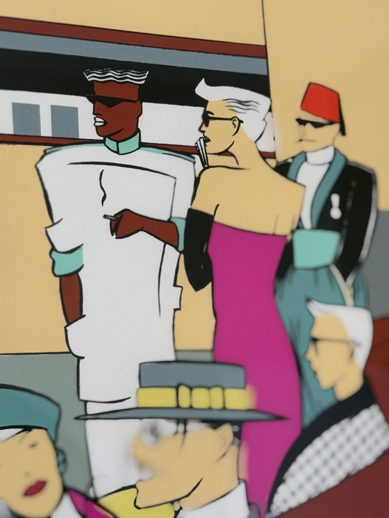 Image 1 of Serigrafia incorniciata "Café Costes", di Patrick Boussignac, stampata da Michel Caza, 1990