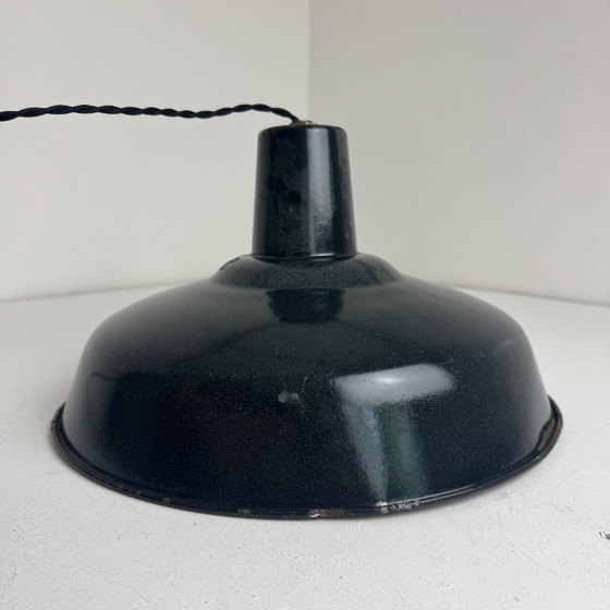 Image 1 of Antique enameled industrial workshop pendant light, 35.5 cm