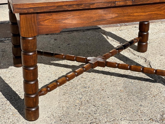 Mesa de comedor extensible de madera marrón, Mesas de comedor, Vintage (foto 4 de 5)