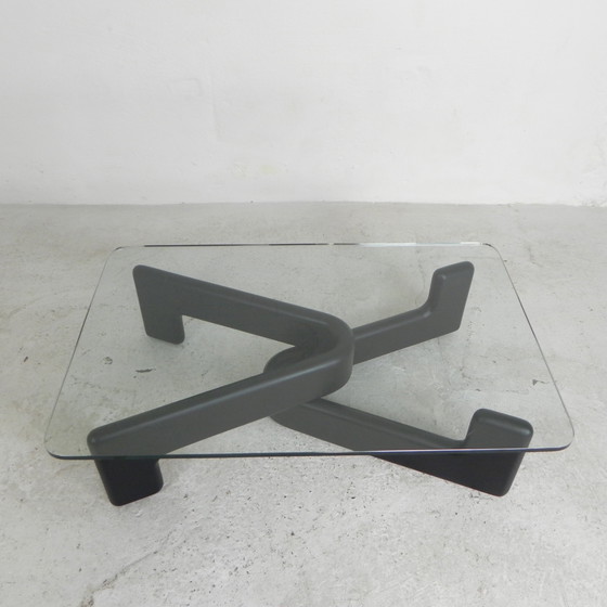 Image 1 of Table basse vintage avec base en bois noir organique, 1970