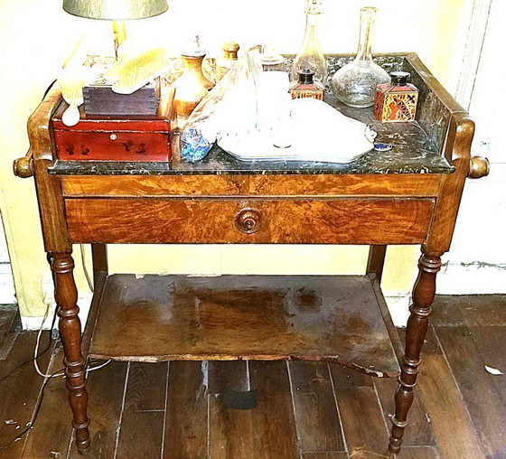 Image 1 of Dressing table (side table) with marble top and 1 drawer