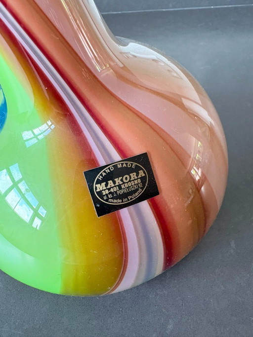 Makora Krosno Polychrome "Corkscrew" Art Glass Vase - 84cm – vazen (photo 2 of 5)