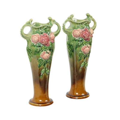Art Nouveau Majolica Vases