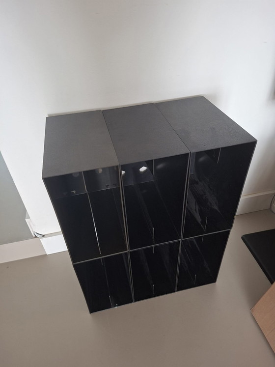 Image 1 of 6 boîtes de rangement noires pour disques vinyles