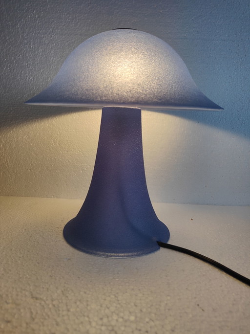 Lámparas de sobremesa de seta azul vintage años 70