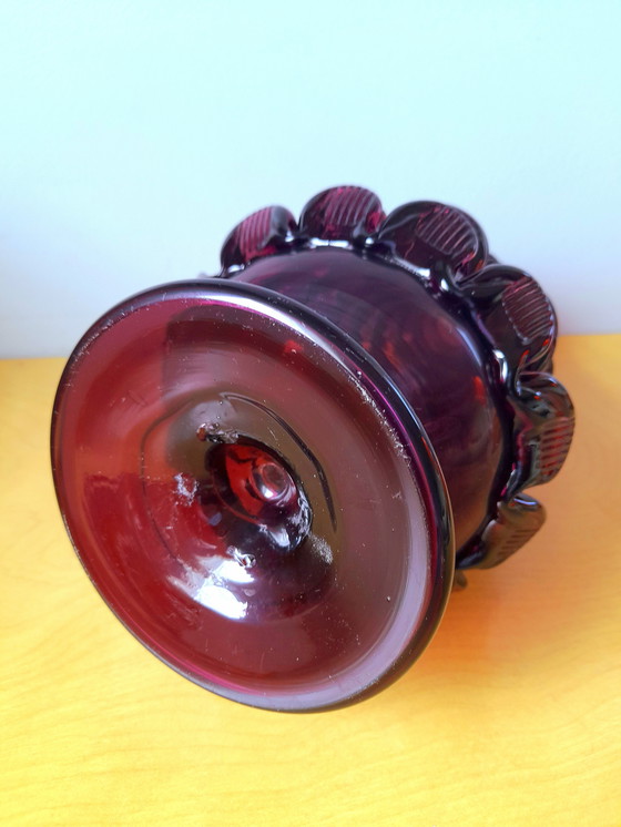 Image 1 of Jarrón de cristal soplado con piñas 1970