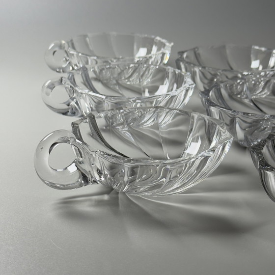 Image 1 of Val Saint Lambert – Dessertservice (6) – Muscheln – Kristall – ROYAL